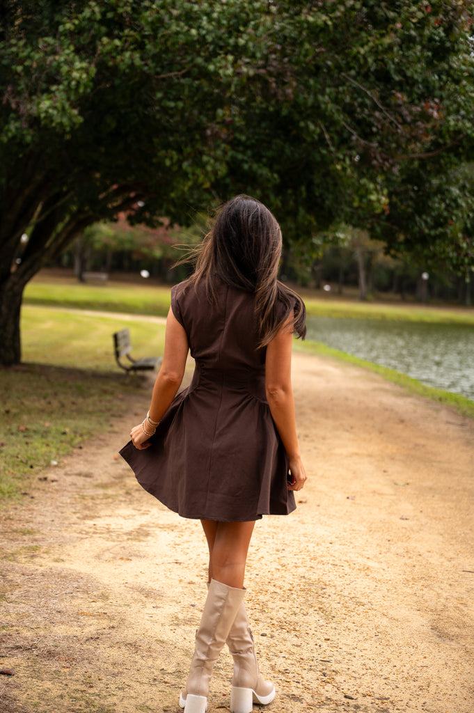 Robin Mini Dress-Brown