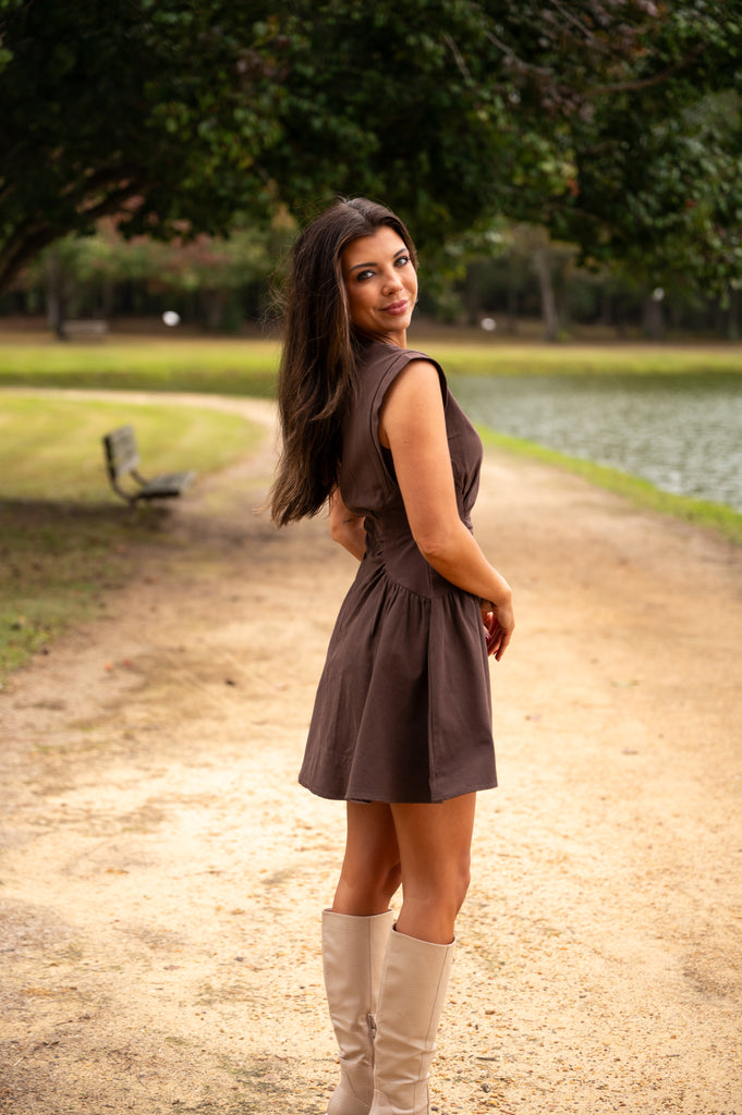 Robin Mini Dress-Brown