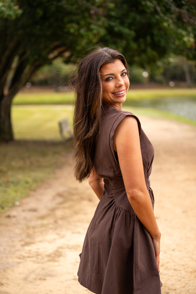 Robin Mini Dress-Brown