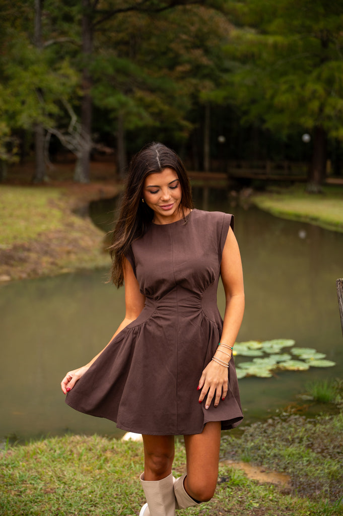 Robin Mini Dress-Brown