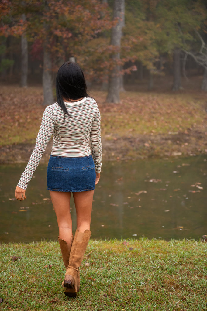 Micro Mini Denim Skort-Dark Wash
