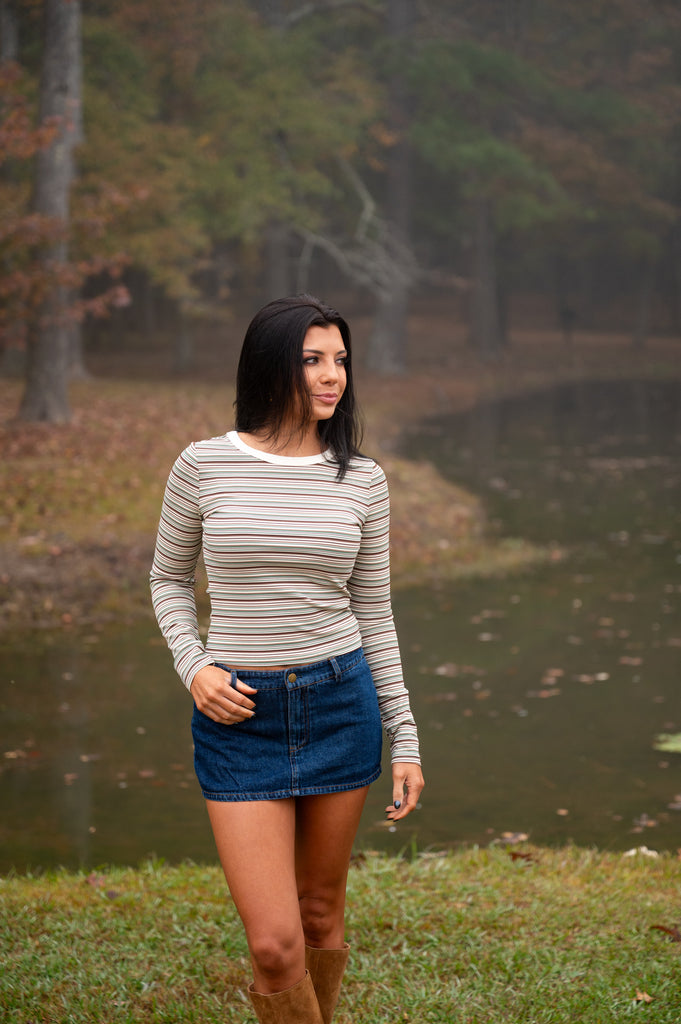 Lincoln Stripe Top-Olive Multi