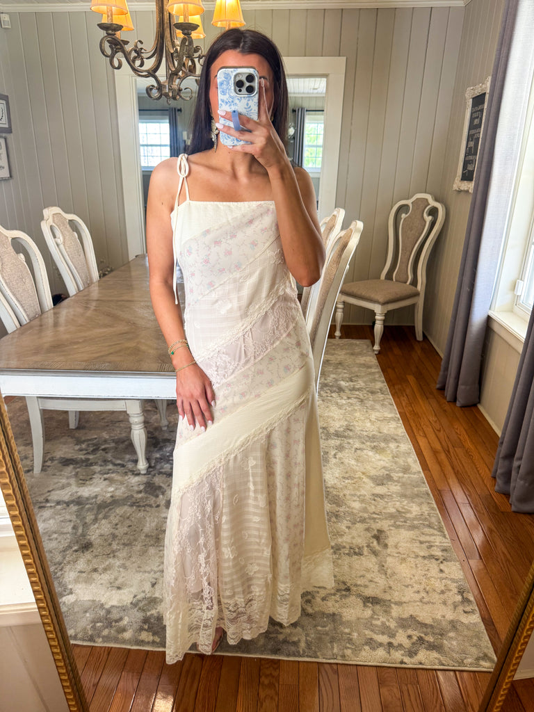 Floral Lace Midi Dress-Cream/Pink | Inside Out Boutique Floral Lace Midi Dress-Cream/Pink | Inside Out Boutique