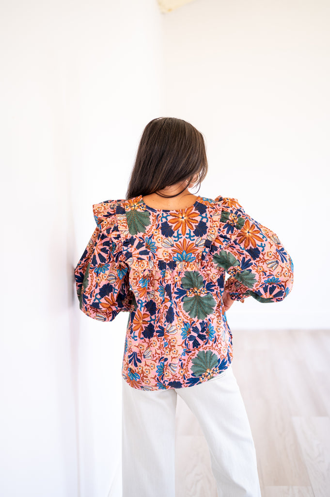 Sammy Floral Top- Blush Multi