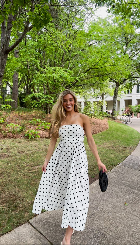 Shelby Polka Dot Tube Dress-Off white