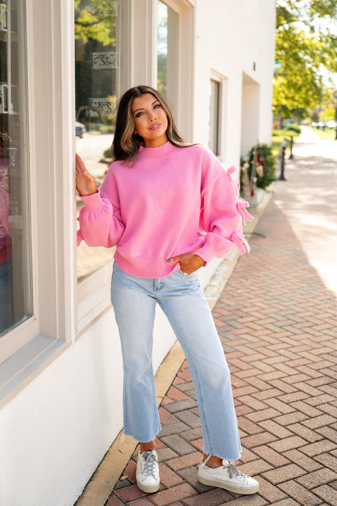 Blair Bow Sweater-Pink