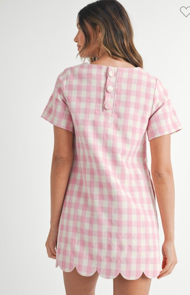 Fancy Gingham Dress - Pink