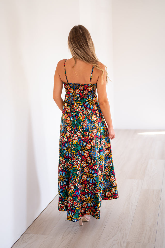 Falling For You Maxi Dress-Black Multi