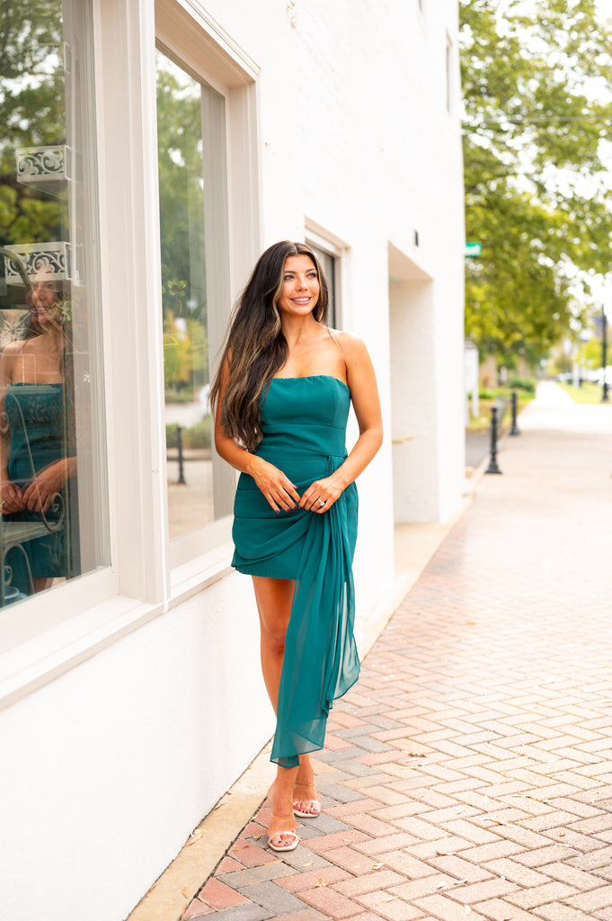 Cambry Strapless Mini Dress-Hunter Green | Inside Out Boutique Cambry Strapless Mini Dress-Hunter Green | Inside Out Boutique