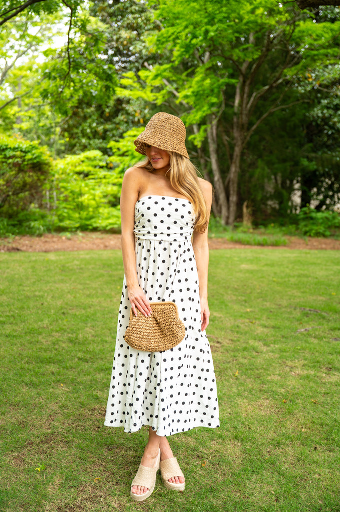 Shelby Polka Dot Tube Dress-Off white