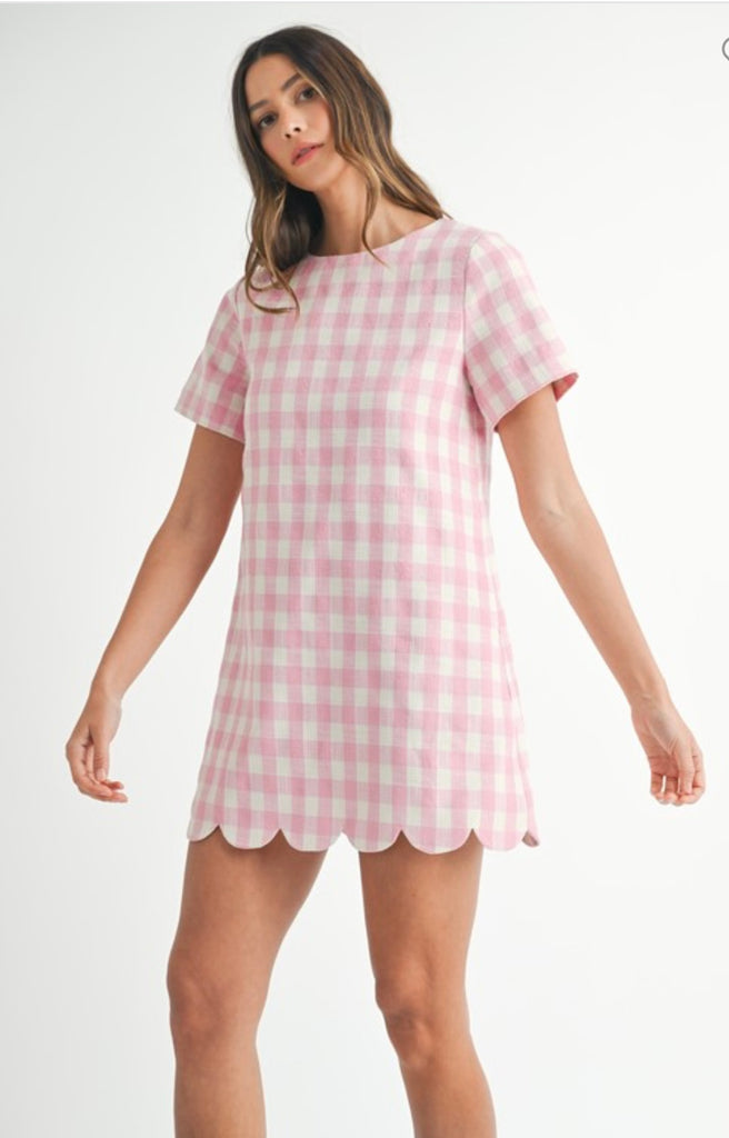 Fancy Gingham Dress - Pink