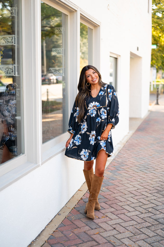 Zadie Floral Dress-Black