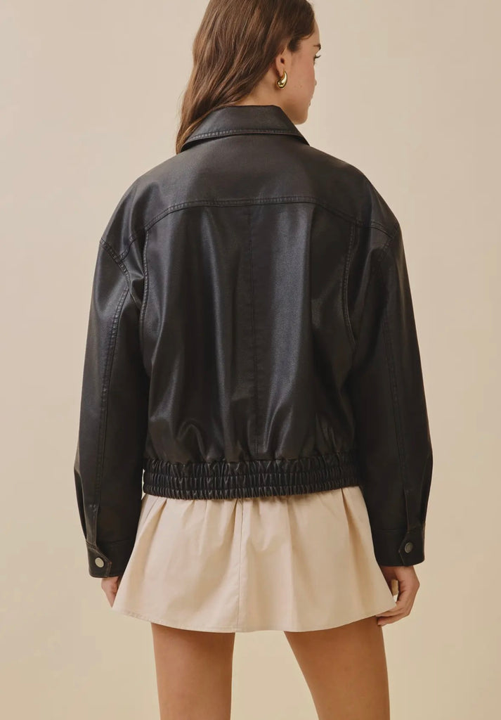 Dark Brown Faux Leather Jacket