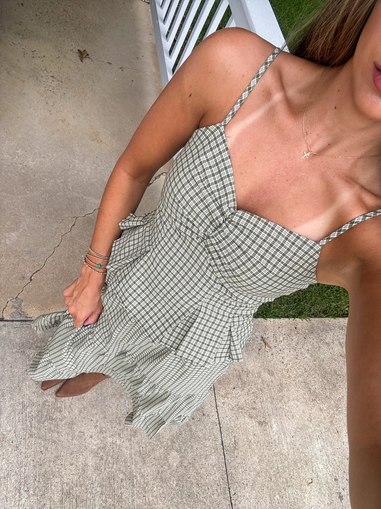 Sam Gingham Skirt Set-Olive