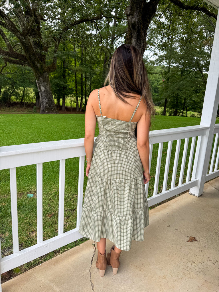 Sam Gingham Skirt Set-Olive
