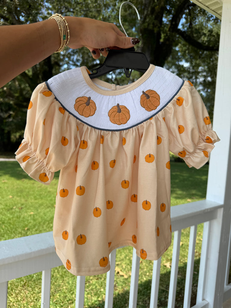 Smocked Pumpkin Ruffle Pants Set