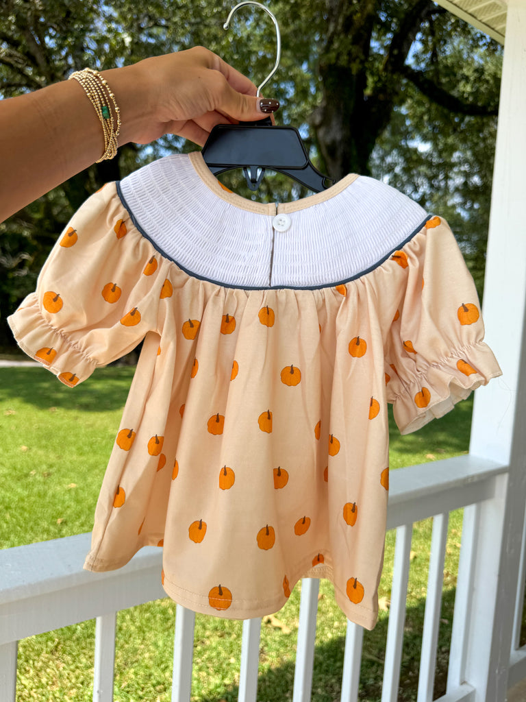Smocked Pumpkin Ruffle Pants Set