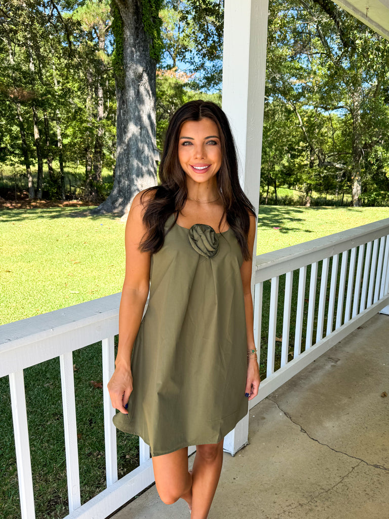 Ramsey Statement Mini Dress-Olive