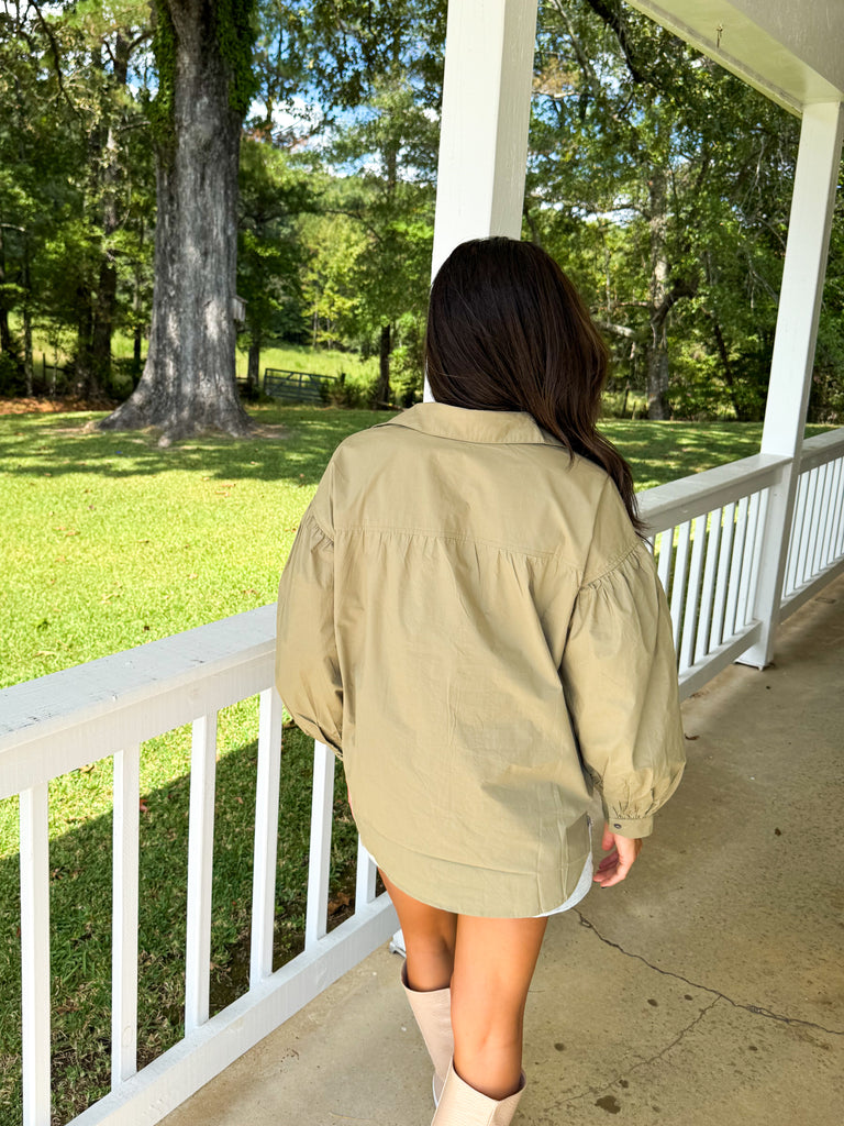 Cheyenne Button Down Top-Olive