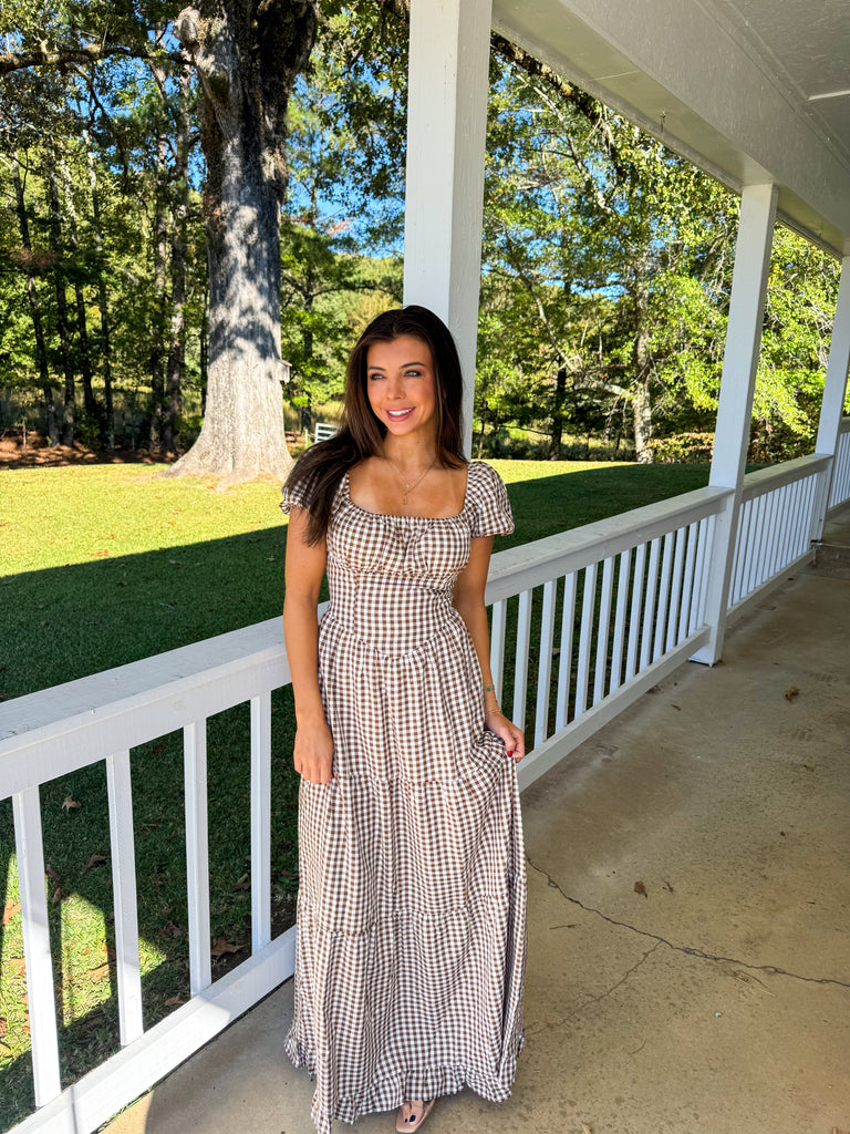 maxi gingham dress Light Blue Gingham Gili Dress by Puka the Label M/L / Light Blue Gingham