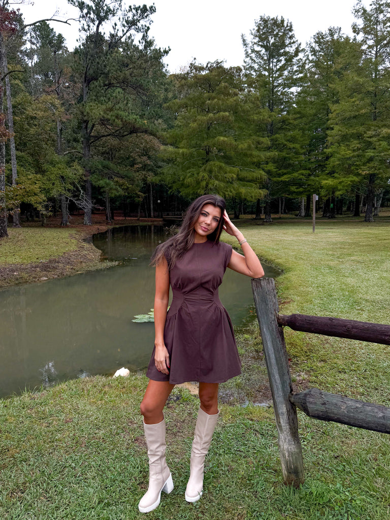Robin Mini Dress-Brown