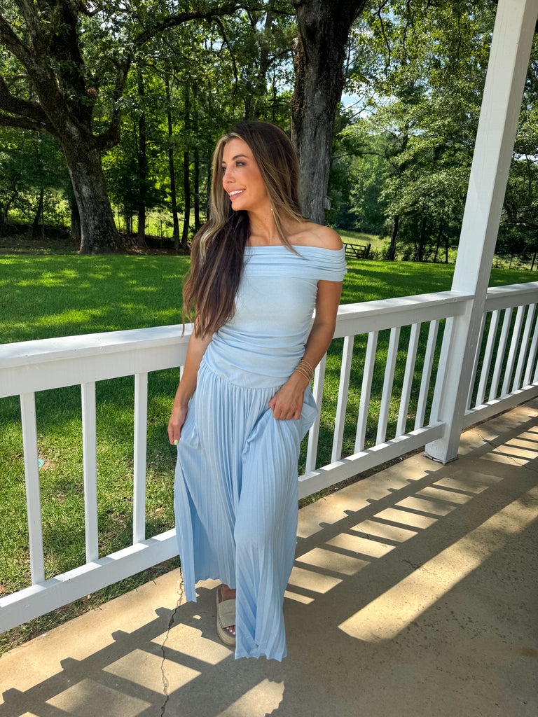 Elana Drop Maxi Dress-Blue