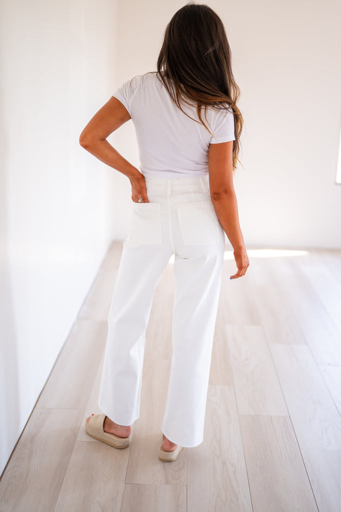 Straight Wide Leg Denim Jeans-Off White