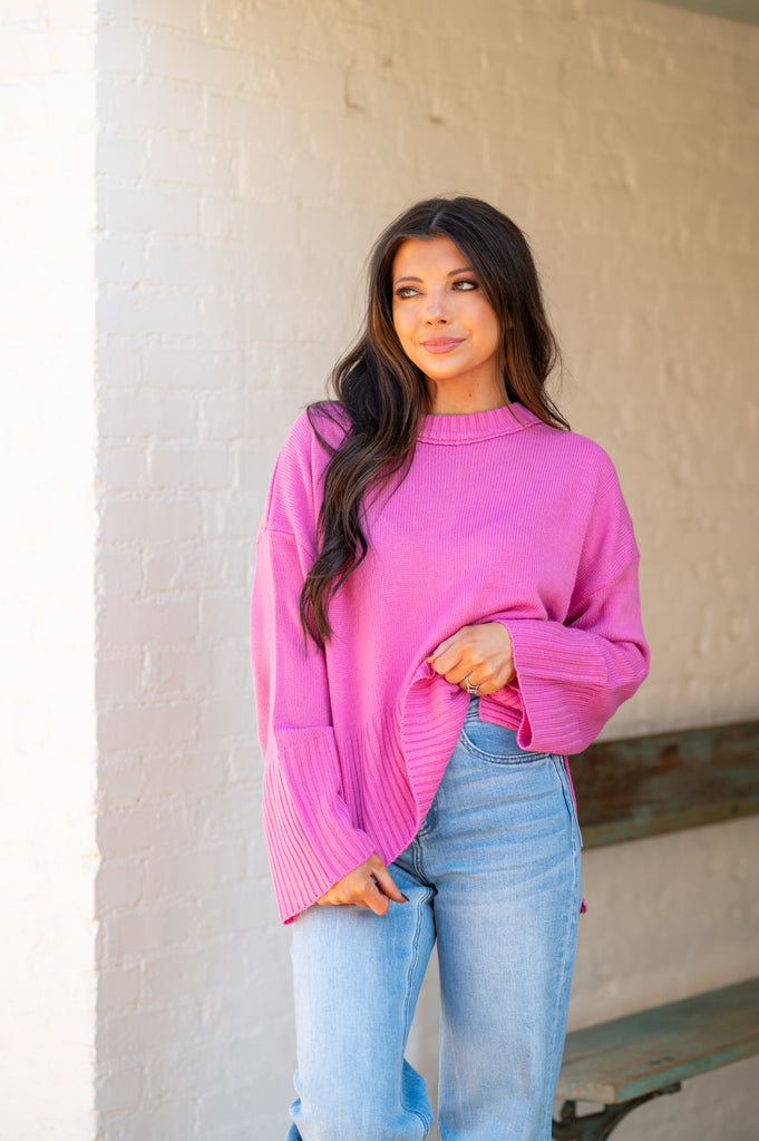 Tasha Crew Neck Sweater-Pink