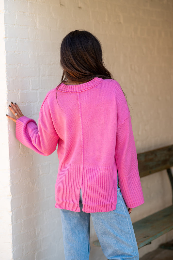 Tasha Crew Neck Sweater-Pink