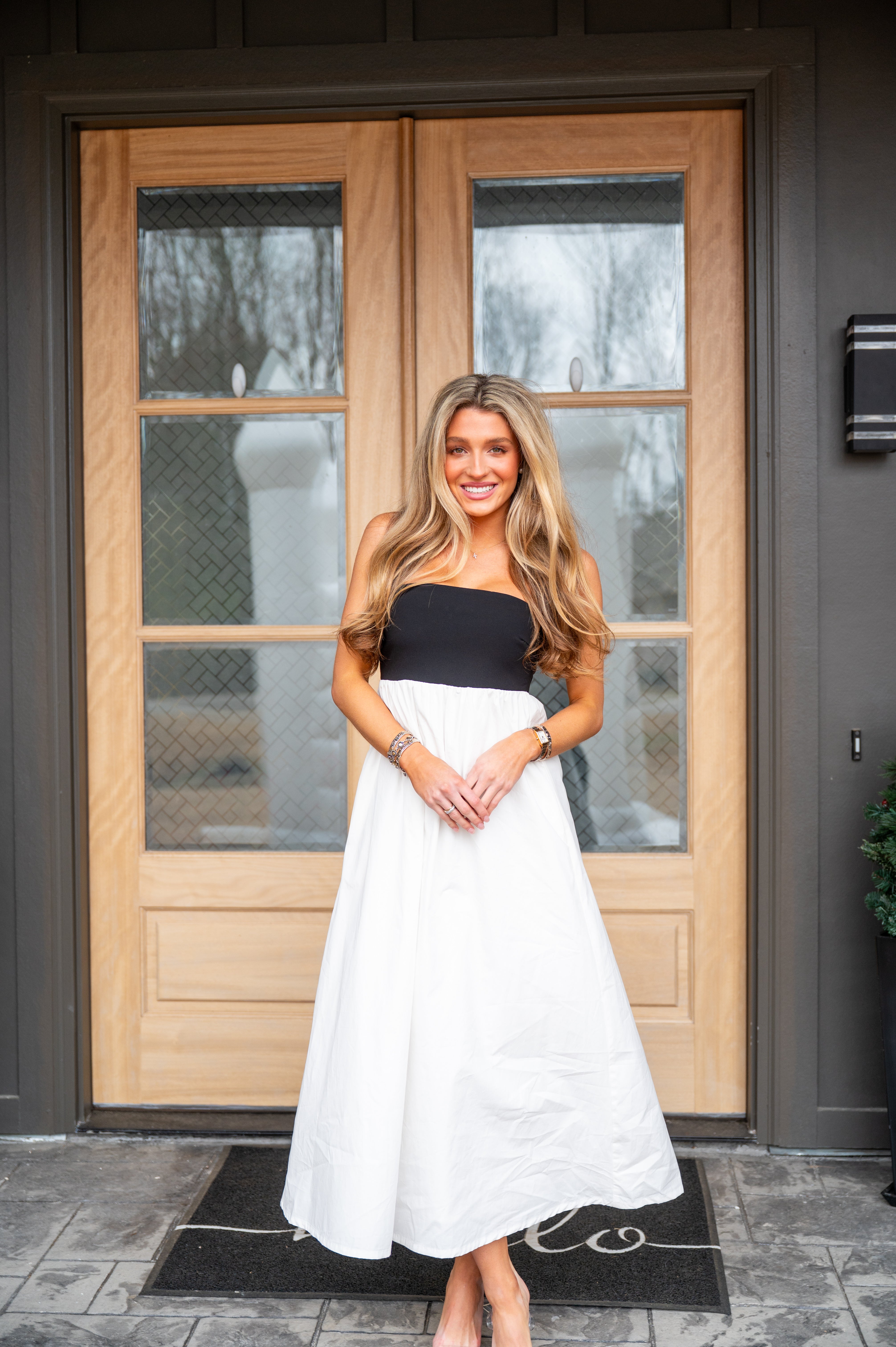 Amy Tube Maxi Dress-Black/White