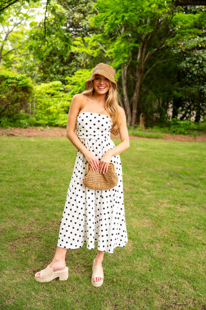 Shelby Polka Dot Tube Dress-Off white