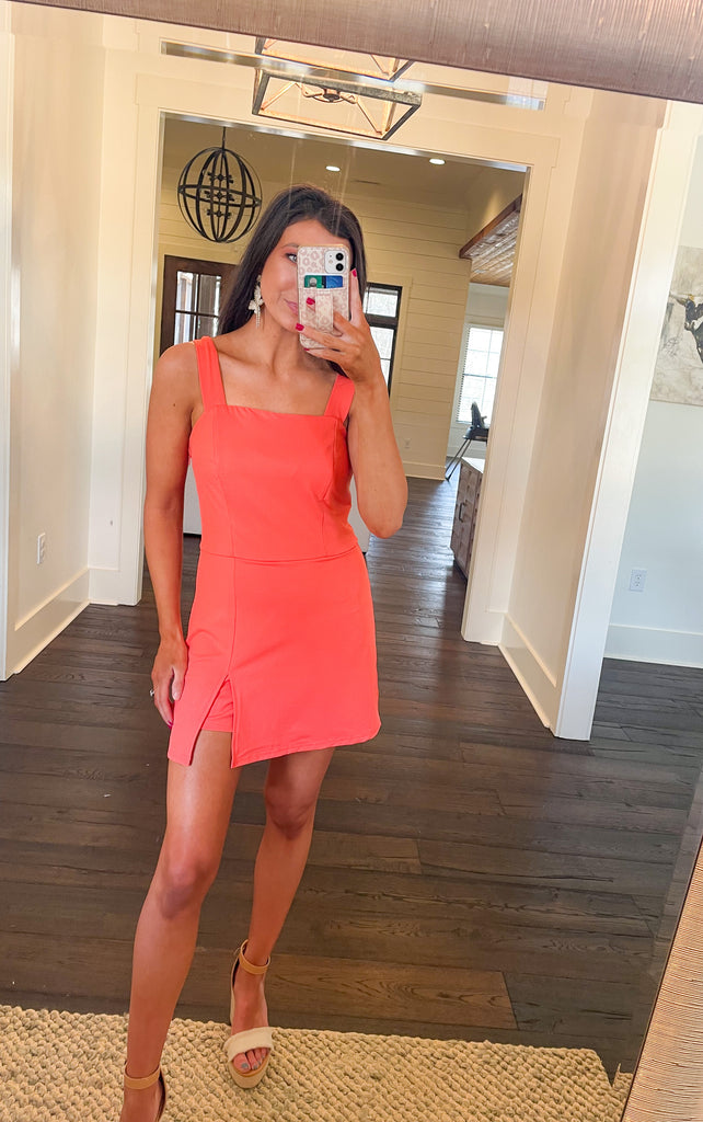Coral Overlay Romper