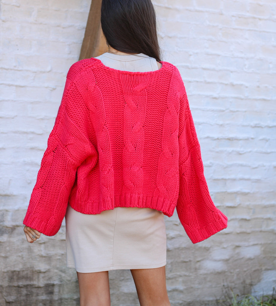 Cherry Red Cropped Sweater