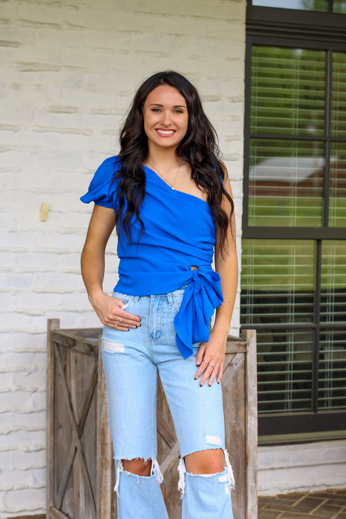 Royal Blue One Shoulder Top