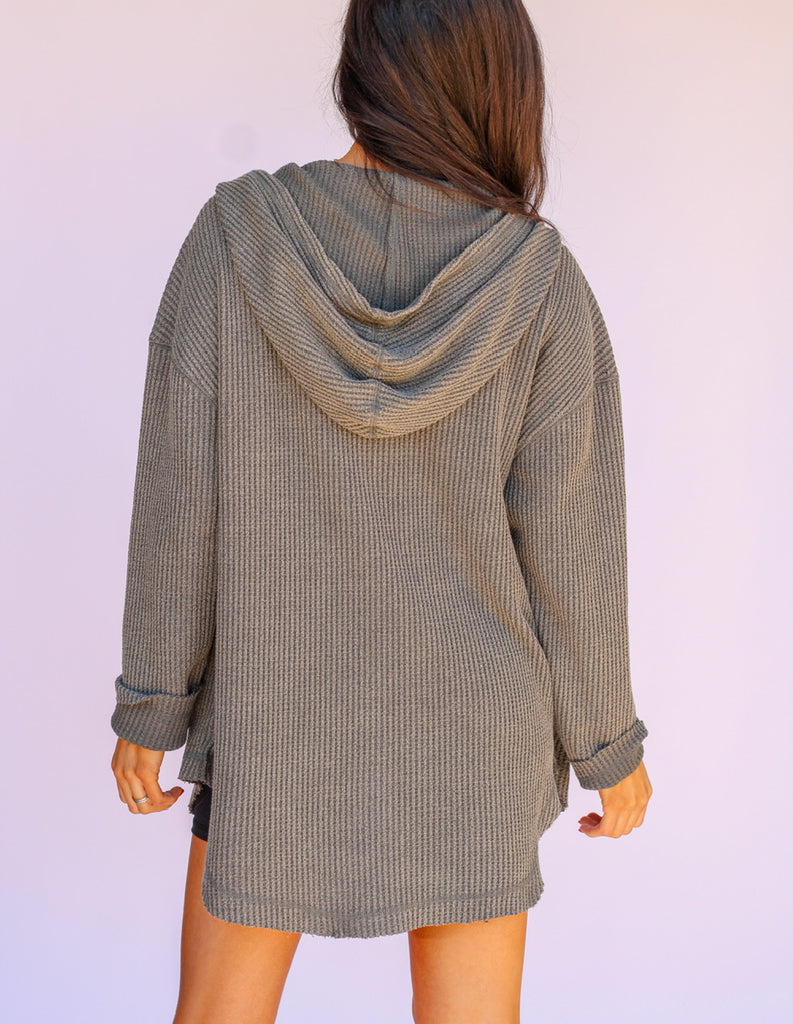 Olive Waffle Knit Top