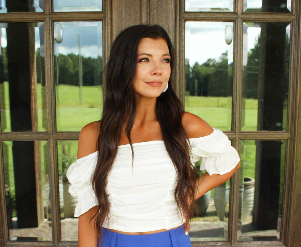 The Leah White Ruched Top